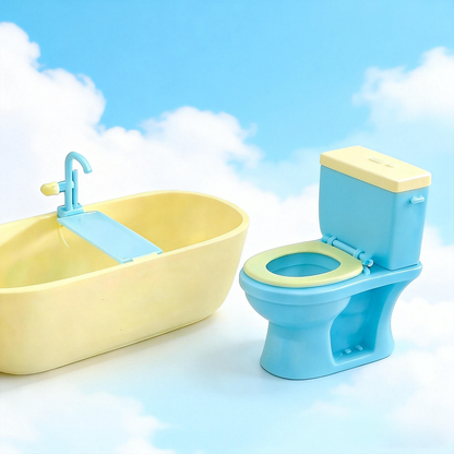 RHF263 Bathtub Toilet Miniature Scene Model Ornament Original Modern Mint Bubble Bathroom Set Dollhouse Bathtub & Toilet Accessories Home Scene Props Fidget Toy