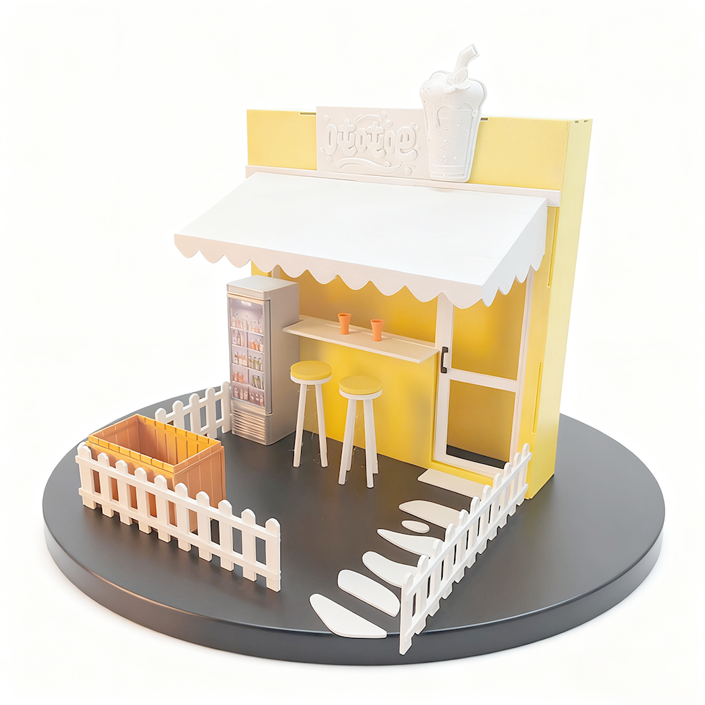 LYTP1024 Chug Chug Water Bar? 3D Printing DIY Miniature Scenes Dollhouse Creative Street View Desktop Scenarios Mini Models 12-Inch BJD OB Doll