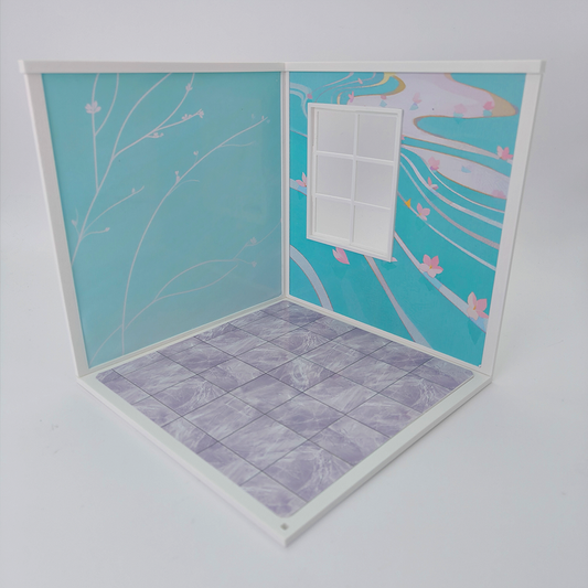 LYTP122003 1/12 Universal Wall & Floor Combination 3D Printing DIY Miniature Scene Dollhouse Creative Pendant Desktop Scene OB Baby 12-Inch Baby House Assembly Versatile Wall BJD Spring Bathroom Or Sweet Study Room