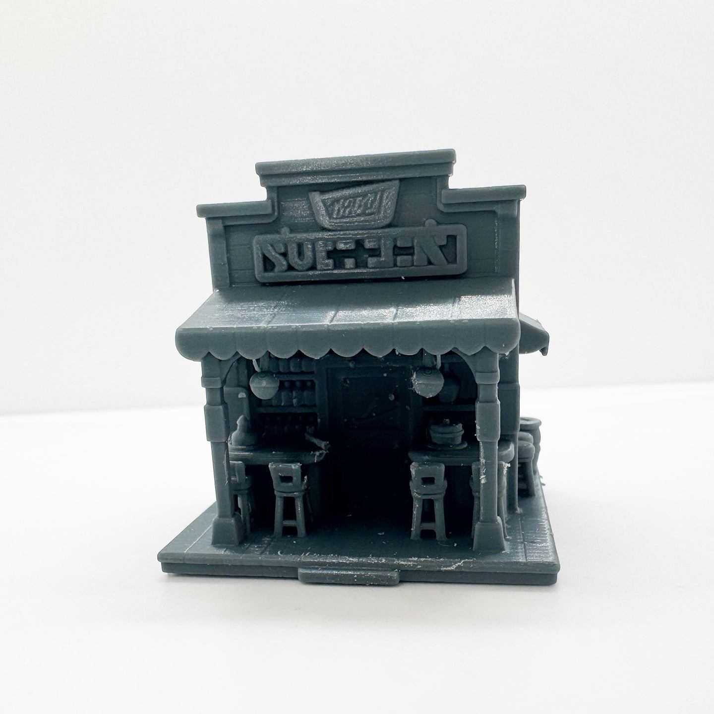 MRY-SFW LYTS115 3D Printed Miniature Western-Style Tavern Scene Model - Detailed Shopfront Furniture All-in-One DIY Unpainted Kit HO Scale