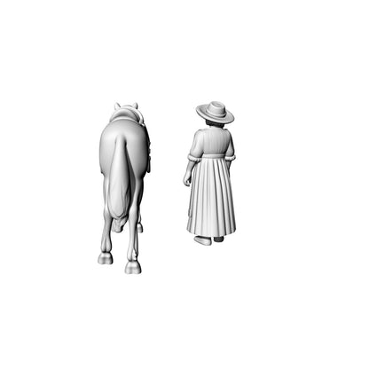 Yao's Studio LYTR074 High Detail Victorian Style Farmer & Horse Set, Unpainted Resin 3D Print Models for Diorama 1set