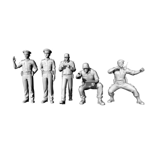 Yao's Studio LYTR076   Police Officer 5-Pack 3D Print Model, Unpainted Law Enforcement Figures, DIY Painting Kit 1set