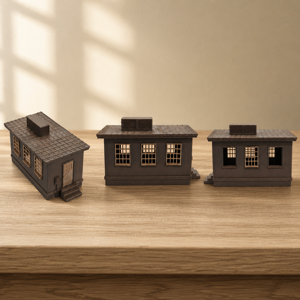 RHF0445 Flat-roof small industrial building with air conditioner Desktop Ornament Sand Table Architecture Architectural Model Miniature House Small-scale Landscaping