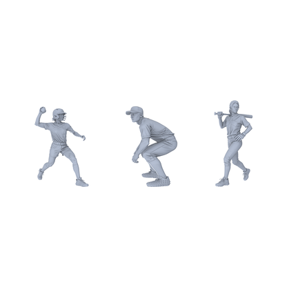 Yao's Studio LYTR131  Baseball Game Scene Resin Miniature Model 3-Figure Set - Baseball Player Figures Unpainted DIY Model Painting Sports Scene Decor 1set