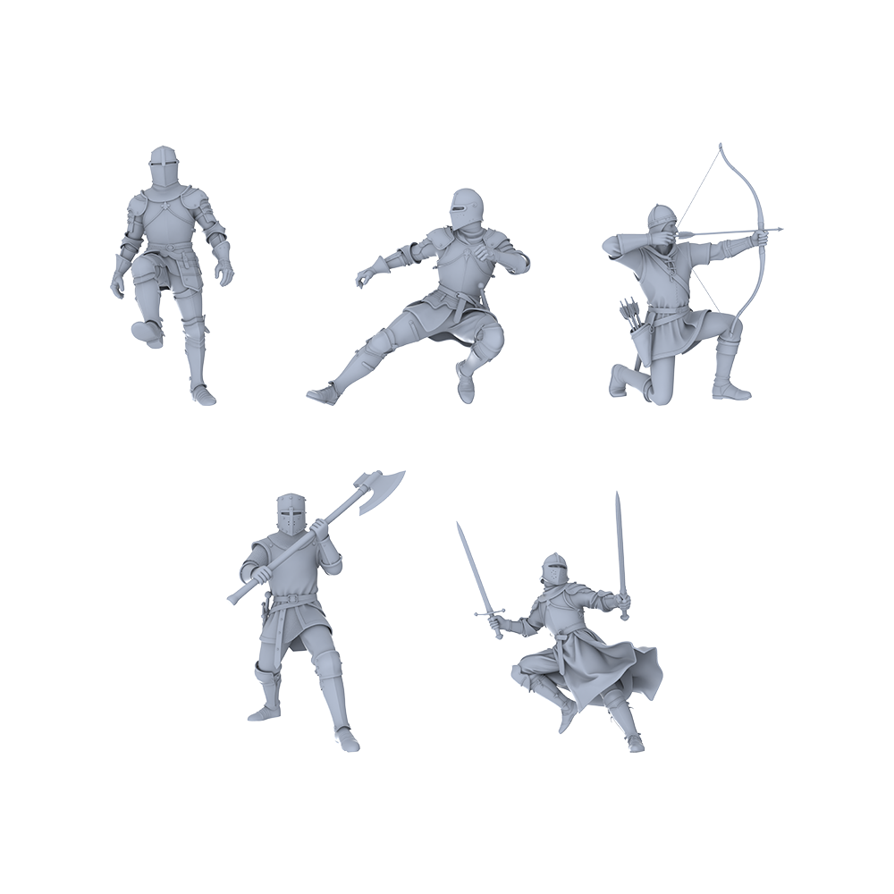 MRY-SFW LYGR049 Medieval knight, combat pose, historical theme, magic theme, wargame, resin white model, fantasy theme, wargaming miniature, scene character, figure, hand-painted S Scale
