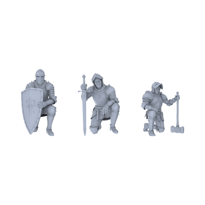 MRY-SFW LYGR046 Medieval knight, kneeling pose, historical theme, magic theme, wargame, resin white model, fantasy theme, wargaming miniature, scene character, figure, hand-painted S Scale