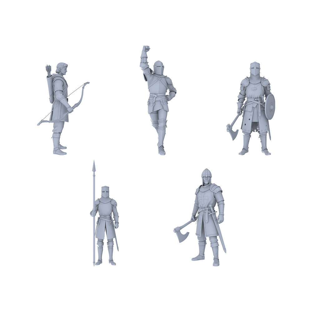 MRY-SFW LYGR050 Medieval knight, standing pose, historical theme, magic theme, wargame, resin white model, fantasy theme, wargaming miniature, scene character, figure, hand-painted S Scale