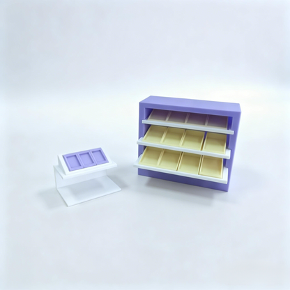 RHF12248 Display Cabinet & Display Stand 3D Printed Modern Miniature Furniture, Pull-out Display Cabinet & Display Stand Model, Miniature