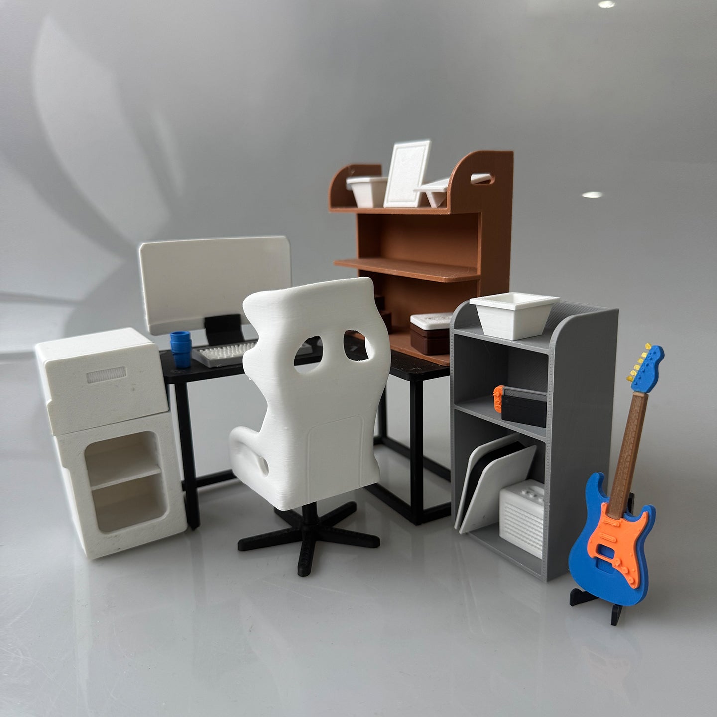 RHF12213 Office Executive Desk Set 3D Printing DIY Miniature Scenes Dollhouse Creative Decorations Desktop Scenarios Mini Models BJD OB Doll