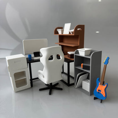 RHF12213 Office Executive Desk Set 3D Printing DIY Miniature Scenes Dollhouse Creative Decorations Desktop Scenarios Mini Models BJD OB Doll