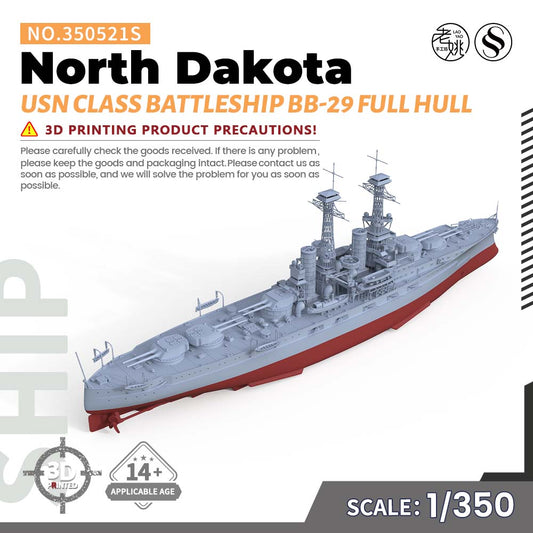 SSMODEL 350521S 1/350 Military Model Kit USN North Dakota Class Battleship BB-29 Full Hull