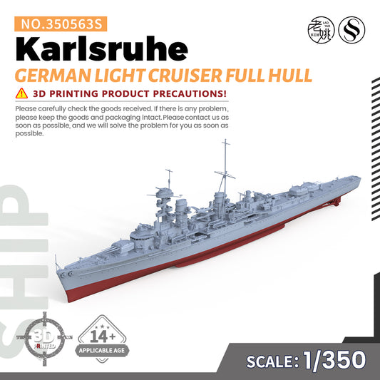 SSMODEL 350563S 1/350 Military Model Kit German Karlsruhe Light Cruiser FULL HULL