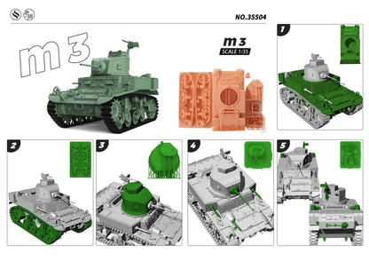 SSMODEL 504 Military Armoured Model Kit US M3 Light Tank