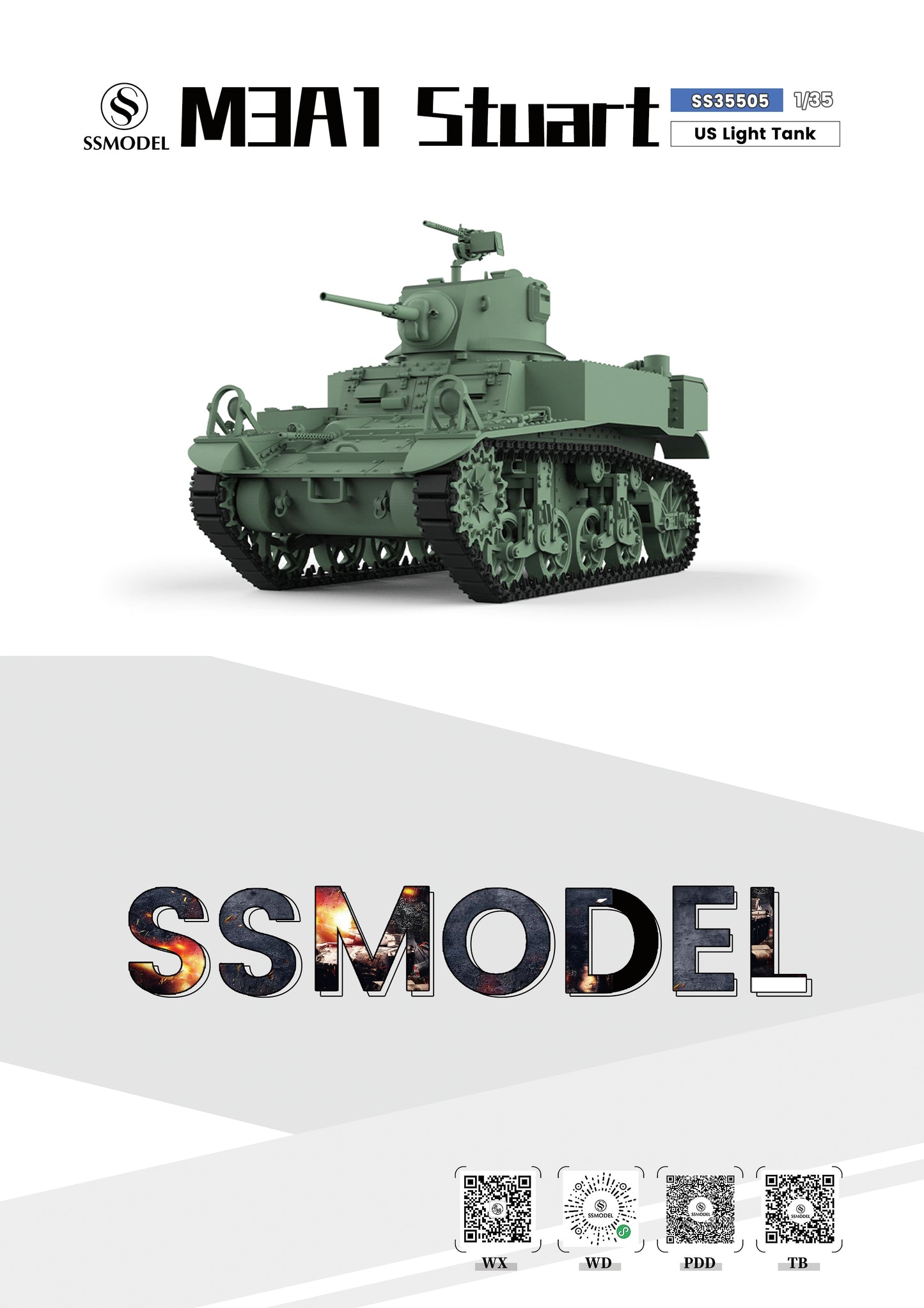 SSMODEL 505 Military Armoured Model Kit US M3A1 Light Tank