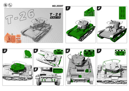 SSMODEL 597 Military Armoured Model Kit Soviet T-26 Light Tank