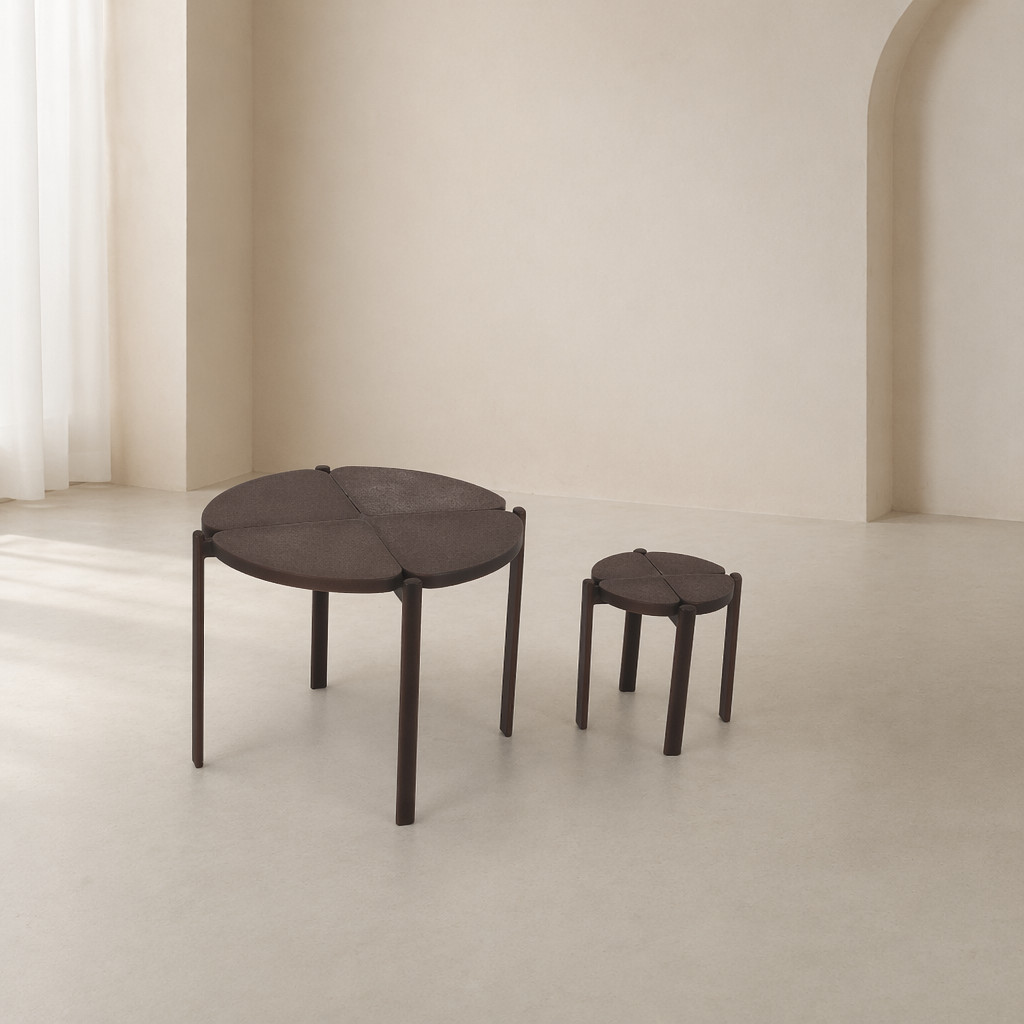 RHF0471 Modern four-leaf clover table and chair set Mini four-leaf clover round coffee table set minimalist style mini furniture modular fan-shaped mini furniture