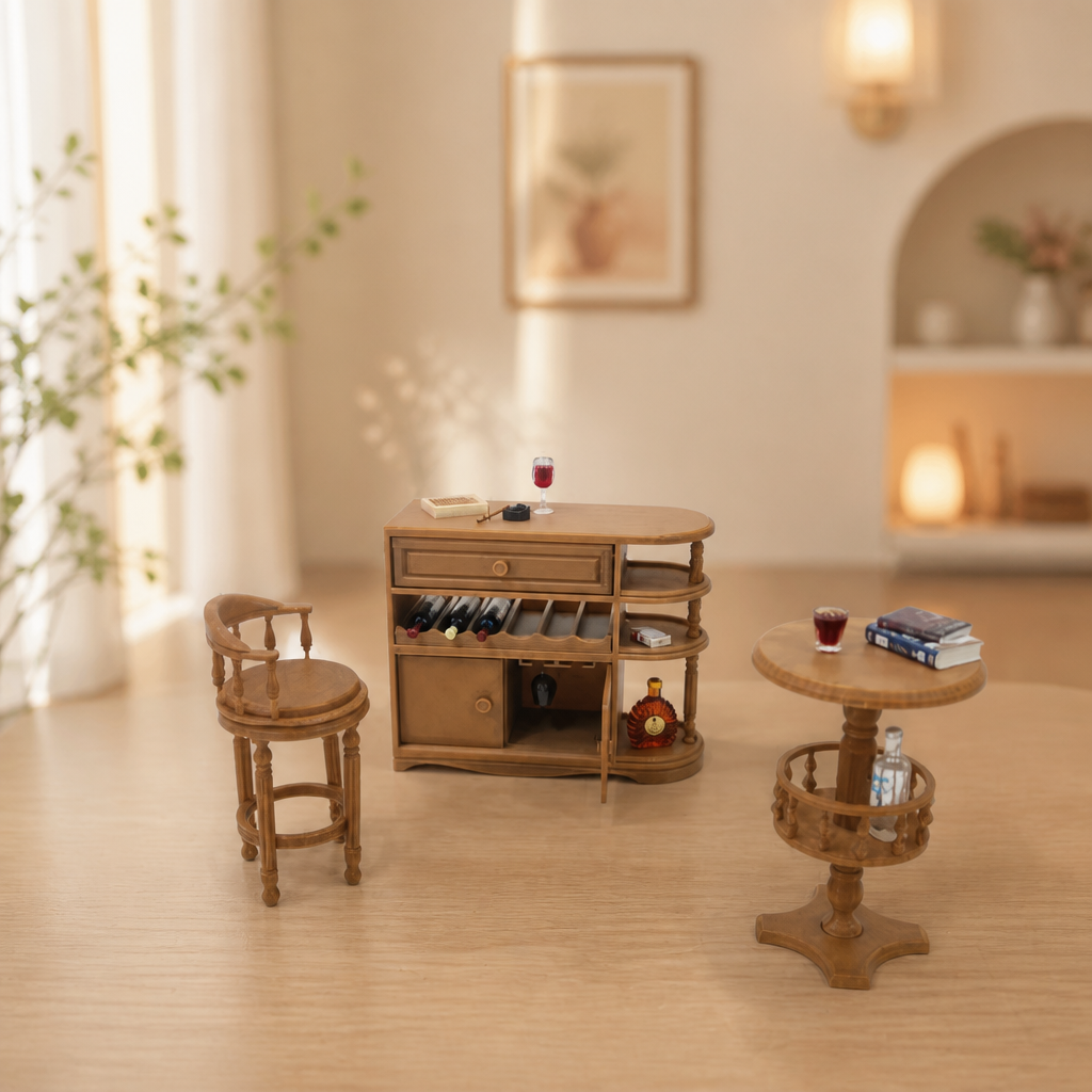 RHF0539 American-style retro bar furniture set Desktop Decorations Dollhouse Furniture Mini Bar Scene Furniture Vintage Furniture Mini Bar Furniture Set