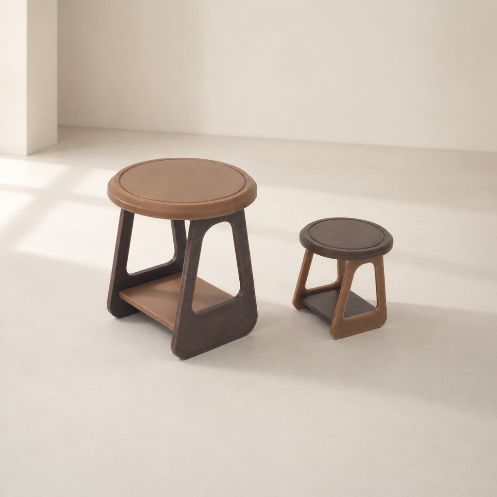 RHF0469A Modern Log-Style Geometric Side Table Mini side table dollhouse accessory miniature living room scene furniture tiny geometric side table