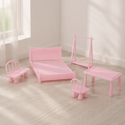 RHF0466B Children's rounded edge bench Macaron-colored miniature furniture model mini furniture model simple girly style mini furniture miniature children's bench