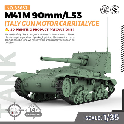 SSMODEL 687 Military Armoured Model Kit Italy M41M 90mm/L53 Gun Motor CarrItalyge