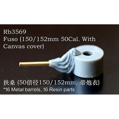 Rainbow RB3569 1/350Detail Up Secondary Guns II of IJN Battleship Fuso (150/152mm 50Cal. With Canvas cover)