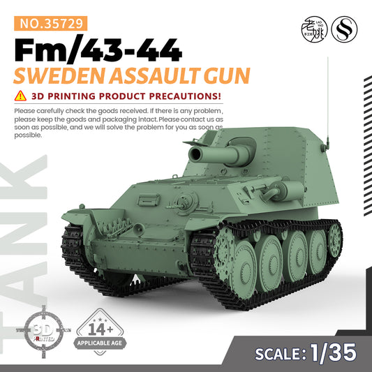 SSMODEL 729 1/35(32) Military Model Kit Sweden Assault Gun Fm/43-44 V1.9