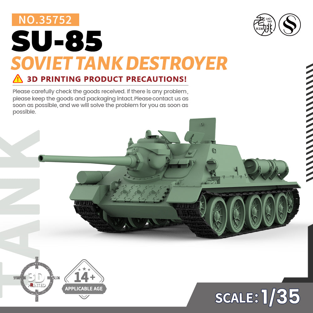 SSMODEL 752D Finished Painted Military Model Kit Soviet SU-85 Tank Destroyer