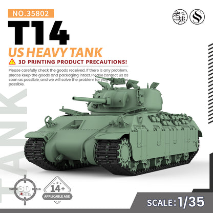 SSMODEL 802D Finished Painted 15mm WarGaming Military Model Kit US T14 Heavy Tank
