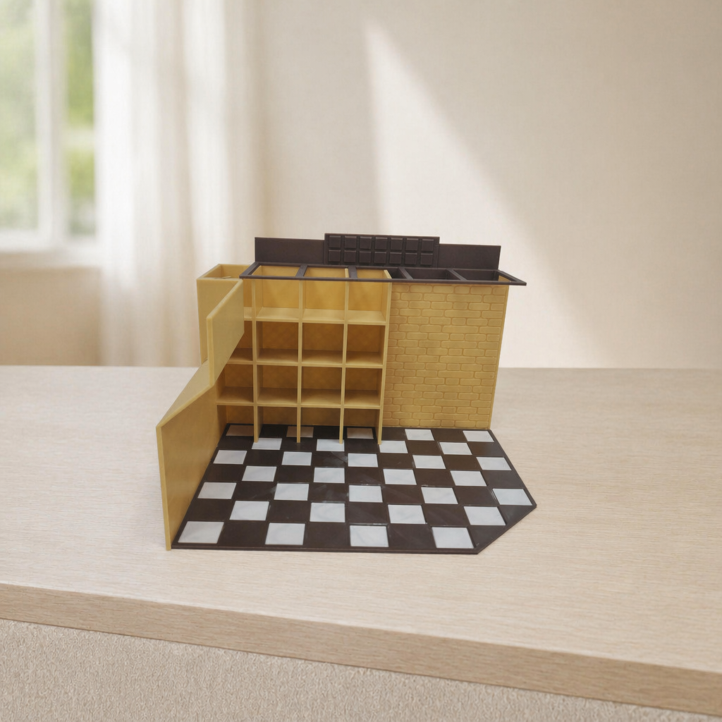 RHF0402 Vintage Street Shop Miniature Scene Frame, Single-Side Display Empty House, Universal Base for Dollhouse/Action Figure Scenes ¾«¼ò°æ Desktop Ornament Creative DIY Hut Dollhouse