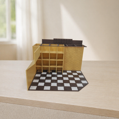 RHF0402 Vintage Street Shop Miniature Scene Frame, Single-Side Display Empty House, Universal Base for Dollhouse/Action Figure Scenes ¾«¼ò°æ Desktop Ornament Creative DIY Hut Dollhouse