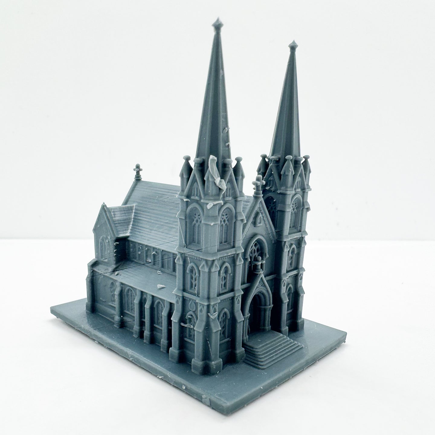 MRY-SFW LYTS130 3D Printed Gothic Style Double Spire Church Building Retro Cathedral Miniature for Diorama Builders Collectors or Religious Architecture Enthusiasts