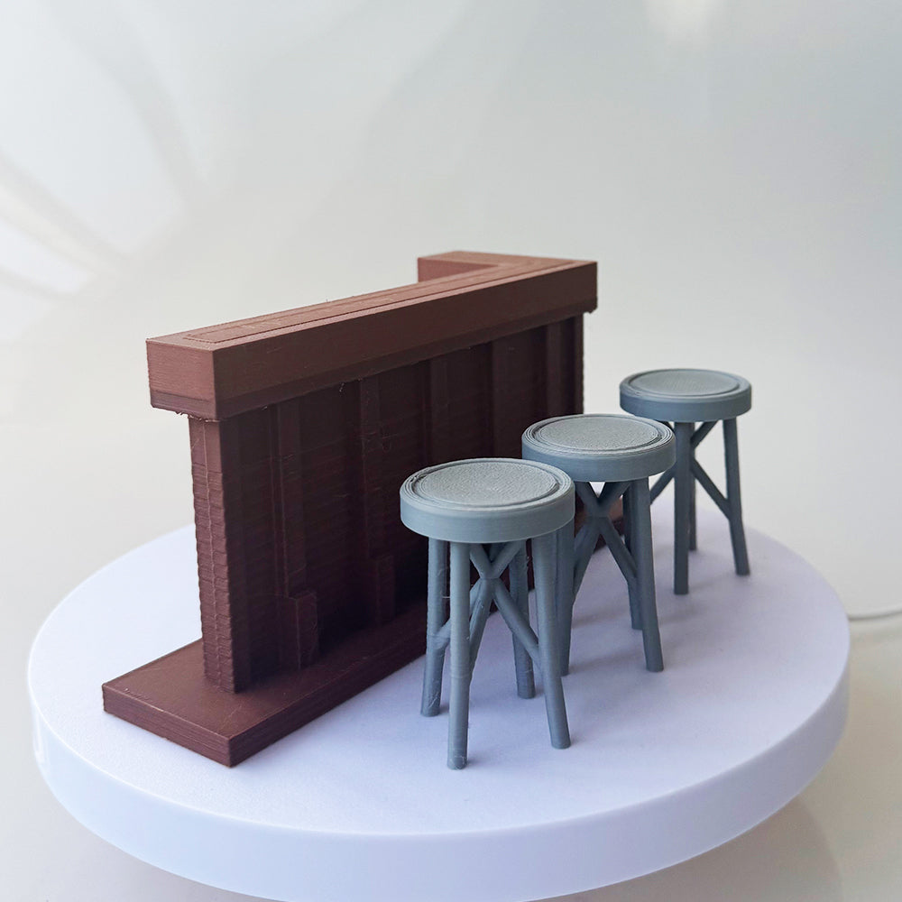 RHF12211  Bar Counter Bar Stools Bar Furniture Coffee Shop BJD OB Dollhouse Dollhouse Miniature Models 3D Printed