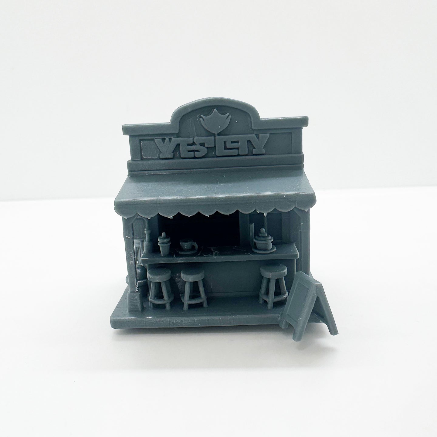 MRY-SFW LYTS114 3D Printed Miniature Cafe Bar Scene Model - Detailed Shopfront & Furniture, DIY Unpainted All-in-One Printed Kit HO Scale