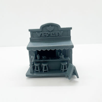MRY-SFW LYTS114 3D Printed Miniature Cafe Bar Scene Model - Detailed Shopfront & Furniture, DIY Unpainted All-in-One Printed Kit HO Scale