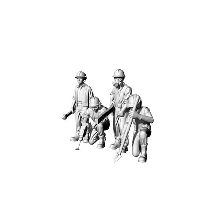 Yao's Studio LYTR072  Construction Worker 4-Pack 3D Print Model, Unpainted Worker Figures, DIY Painting Kit 1set