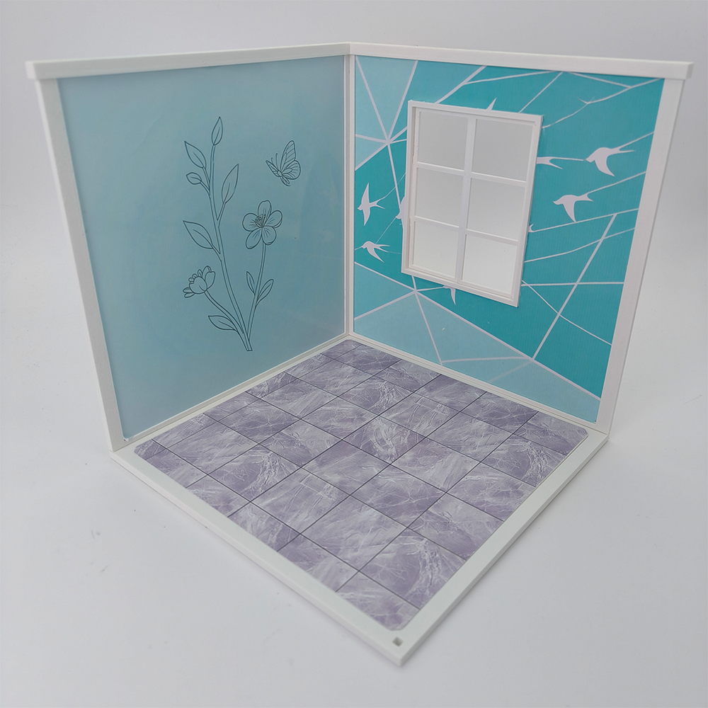 LYTP122004 1/12 Universal Wall & Floor Combination 3D Printing DIY Miniature Scene Dollhouse Creative Pendant Desktop Scene OB Baby 12-Inch Baby House Assembly Versatile Wall BJD Spring Kitchen Or Sweet Kitchen