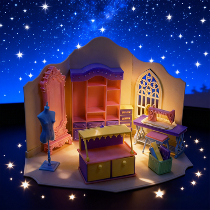 RHF296 Mini Sewing Scene Set Original Dream Tailor Shop Retro Mini Sewing Scene Set Miniature Scene Model Ornament Dollhouse