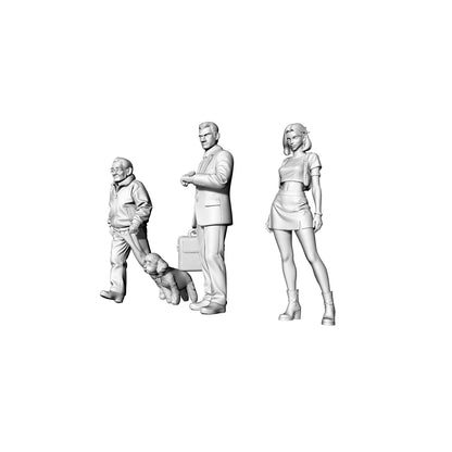 Yao's Studio LYTR071   Urban Life Scene 3-Pack 3D Print Model, Unpainted City People Figures, DIY Painting Kit 1set