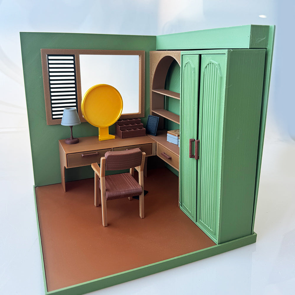 RHF1017 Dressing Room 3D Printed Miniature Model: Dollhouse Vanity Wardrobe Suitable for Miniature House Bedroom Toys