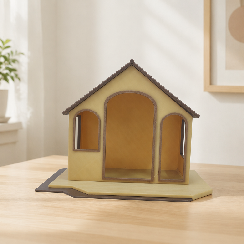 RHF0400 Miniature European Dessert Storefront Base, Open-Side Empty Room for Dollhouse Desktop Ornament Creative DIY Hut Dollhouse Background House Model Home Background Miniature Model