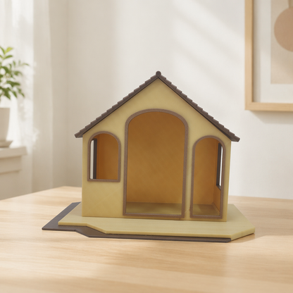 RHF0400 Miniature European Dessert Storefront Base, Open-Side Empty Room for Dollhouse Desktop Ornament Creative DIY Hut Dollhouse Background House Model Home Background Miniature Model