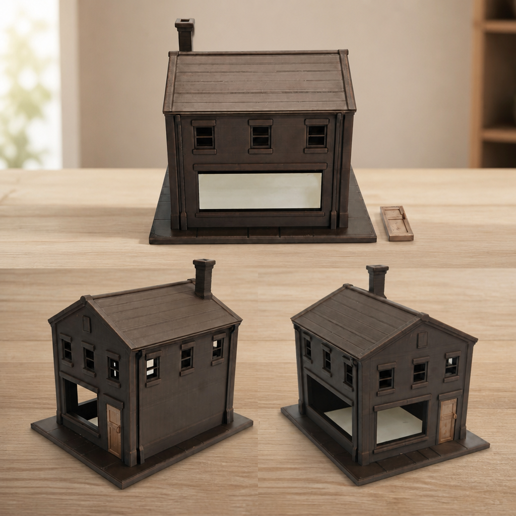 RHF0447 Triangular-roof wooden house with windows Desktop Ornament Sand Table Architecture Architectural Model Miniature House Small-scale Landscaping
