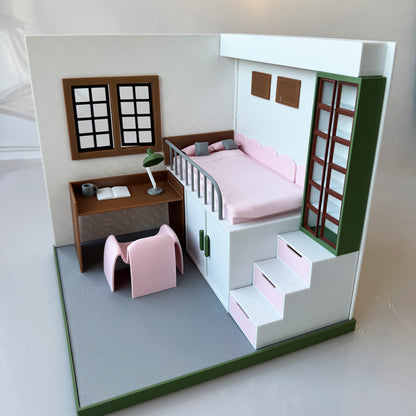 RHF1013 Summer Retreat Hut 3D Printing DIY Miniature Scenes Dollhouse Frame Creative Decorations Desktop Scenarios Mini Models 12-Inch BJD OB Doll