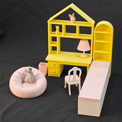 LYTP1015 Sweet Living Room Sugar Cube Chamber Series 1/18 Scale 3D Printed DIY Miniature Dollhouse For BJD & Obitsu Dolls Desktop Display