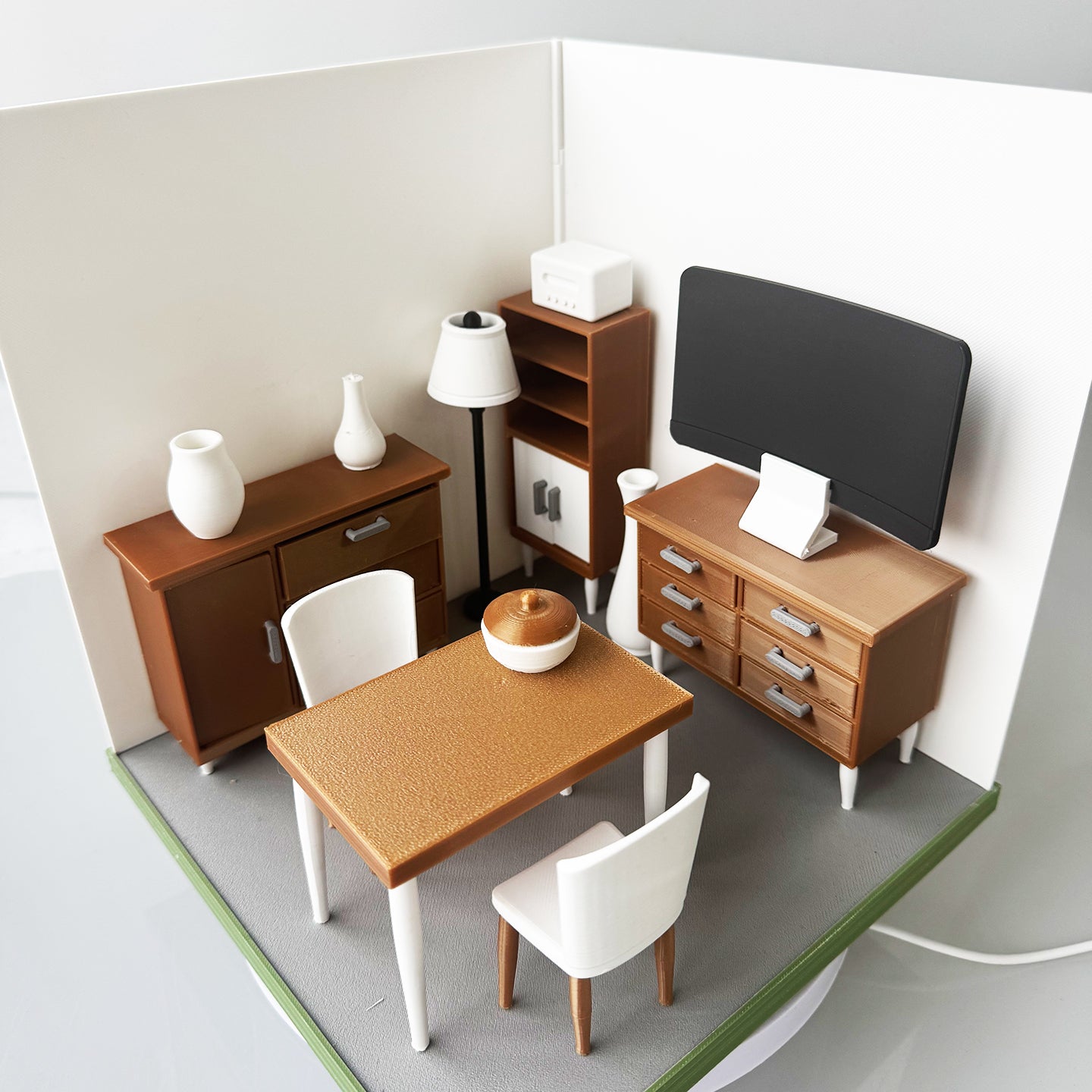 RHF121024 Drawing Room 3D Printing DIY Miniature Scenes Dollhouse Frame Creative Decorations Desktop Scenarios Mini Models