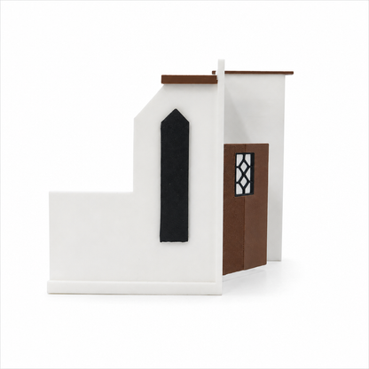 RHF0409 Retro Home Kitchen Base, Open-Side Empty Room for Dollhouse Desktop Ornament Creative DIY Hut Dollhouse Background House Model Home Background Miniature Model