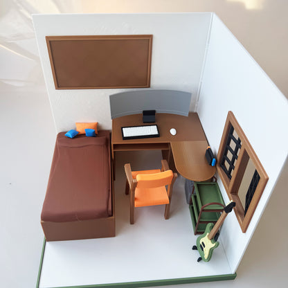 RHF121021 Esports Bedroom 3D Printing DIY Miniature Scenes Dollhouse Frame Creative Decorations Desktop Scenarios Mini Models BJD OB Doll