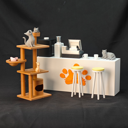 LYTP121018 1/12 Kitty Parlour 3D Printing DIY Miniature Scenes Dollhouse Creative Decorations Desktop Scenarios Mini Models 12-Inch BJD OB Doll