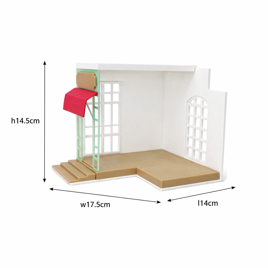 RHF0414 Miniature empty box with a fresh and literary style, street-facing shop, single-sided display, dollhouse scene base Desktop Ornament Creative DIY Hut