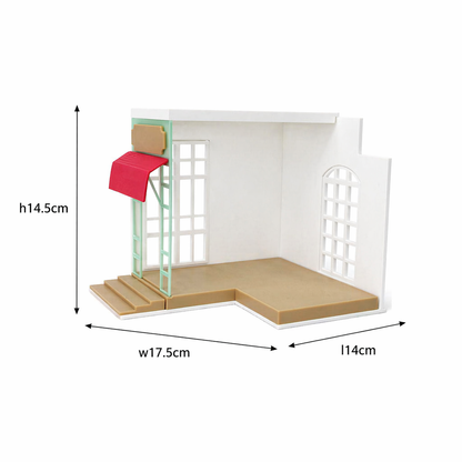 RHF0414 Miniature empty box with a fresh and literary style, street-facing shop, single-sided display, dollhouse scene base Desktop Ornament Creative DIY Hut
